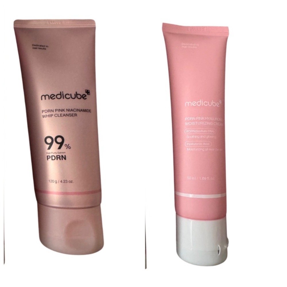 Medicube PDRN Pink Niacinamide Whip Cleanser & Hyaluronic Moisturizing Cream Set